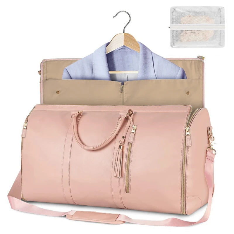 Chic Leather Compact Duffle Bag Pink