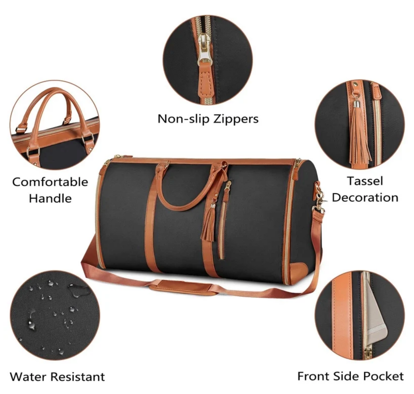 Chic Leather Compact Duffle Bag