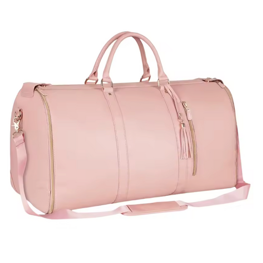 Chic Leather Compact Duffle Bag Pink